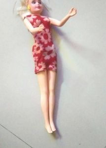 Barbie Doll in Red Floral Dress