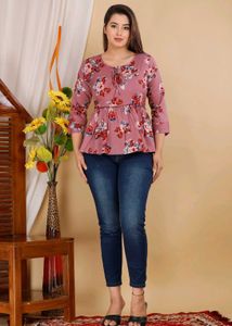Pink Floral Peplum Top