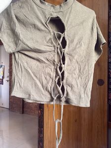 Olive Green Ribbed Crop Top