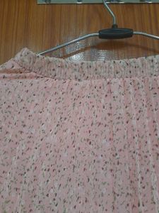 Pink Floral Pleated Skirt