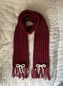 Handmade Maroon Knit Mikasa Scarf