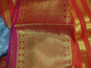 Red &amp; Gold Striped Saree