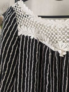 Striped Blouse with Lace