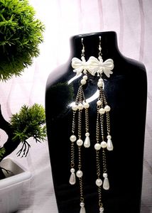 Pearl Bow Dangler Earrings  Elegant &amp; Lightweight