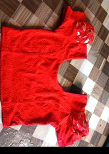 Red Chiffon Saree Soft  Blouse size 42