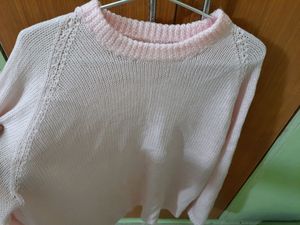 Woolen sweatshirt- Baby pink