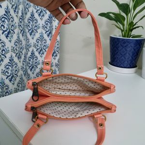 Fashion Clutch With Handles - Peach Color