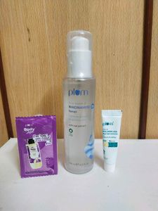 3 New Sealed Plum Toner, Body Oil,Mini Sunscreen