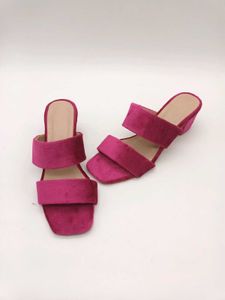 Magenta Velvet Block Heels 2 Inches.