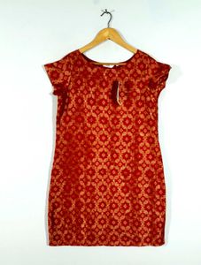 Red Brocade Design Kurta For Women's