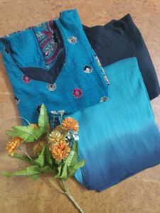 Elegant Kurta Set With Chudidar Pants & Duppata