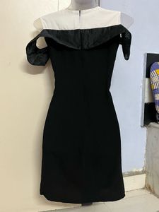 Korean Pintrest Princess Neck Black &amp; White Dress