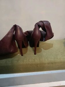 Burgundy Thigh-High Platform Boots