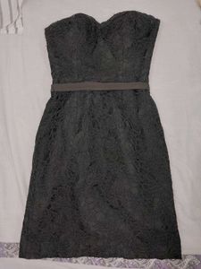 Grey Strapless Lace Dress