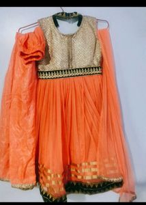 Festive Orange Girls Dress