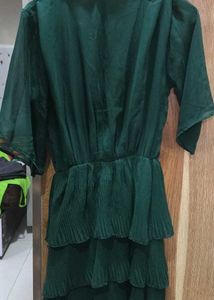 Green Tiered Mini Dress