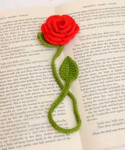 Handmade Crochet Rose Bookmark