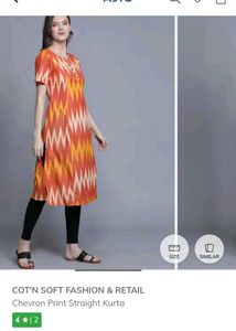 Stylish Orange Ikat Kurta