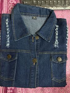Distressed Denim Jacket - Size M