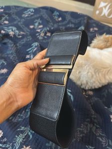 Wide Black &amp; Gold Statement Belt