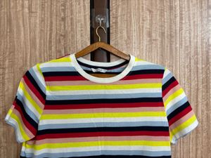 ONLY Multicolor Striped Drawstring Hem Top (S)