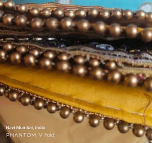 Beige &amp; Brown Handwork Saree &amp; Heavy Lace Borders