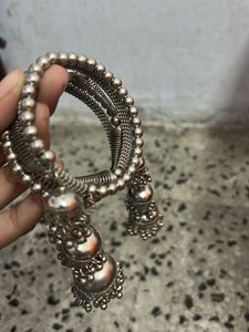Oxidized Silver Jhumka Bangle