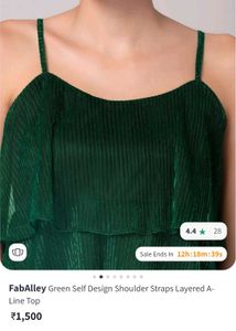 Trendy Shoulder Straps Top Green Colour