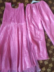 Beautiful Pink Long Kurti With Plazo Dupatta 💗