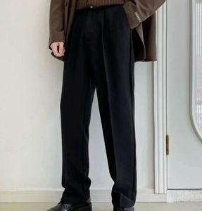 Men's Black Korean Straight Semi Formal Trousers
