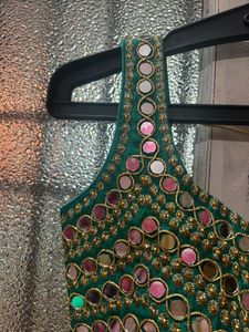 Green Mirror Work Blouse