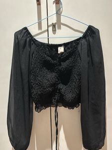 off shoulder/ scrunch up black party top