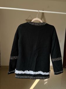 Exquisite Black Beaded &amp; Fringed Statement Blazer