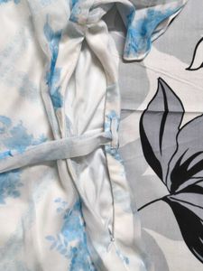 AND White &amp; Blue Floral Asymmetric Dress