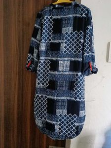 Blue Patterned Tunic Top