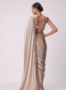 Elegant Beige Embellished Saree