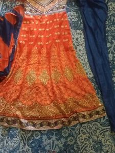 Long Gown With Salwar And Dupatta.