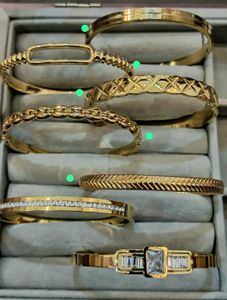 Gold Bangle Bracelet with Gemstones