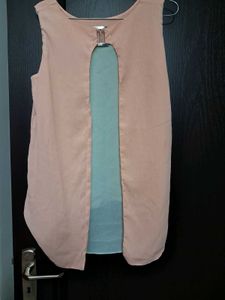 Peach Blue Crepe Top