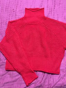 Coral Ribbed Knit Turtleneck
