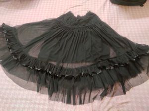 Black Lace Trim Layered Skirt