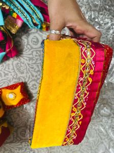Red &amp; Gold Decorative Kreshna Ji Ka Bed