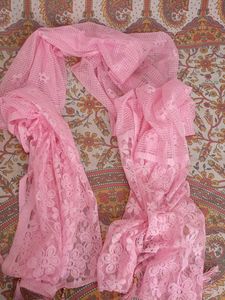 Pink Lace Dupatta