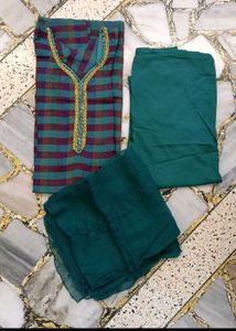 Ethnic Silk Kurta Set Crepe Dupatta