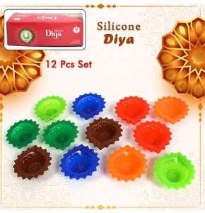 Silicone Diya - 12 Pcs Set, Unbreakable & Reusable