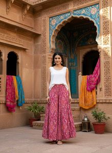 Red Patterned Palazzo Pants