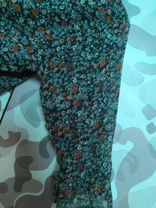 Dark Green Floral Top