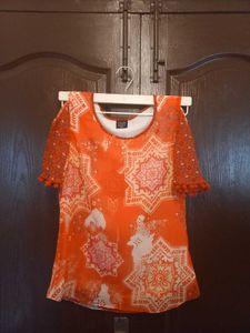 Cold Shoulder Top With Tassle Details