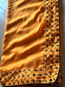 Mustard Embroidered Saree
