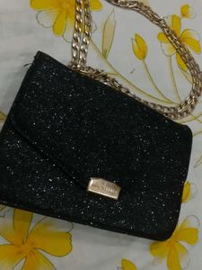 Elegant Black Glitter Crossbody Bag